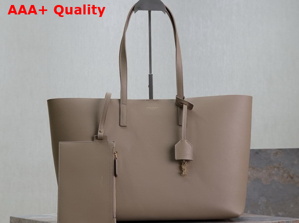 Saint Laurent Shopping Saint Laurent in Leather Dark Beige Replica