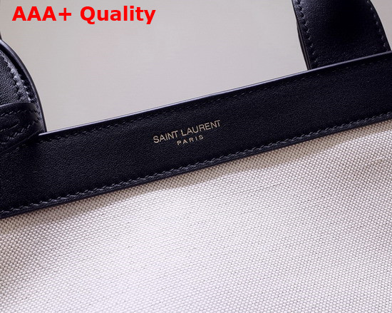 Saint Laurent Shopping Tag in Canvas and Leather Off White Replica