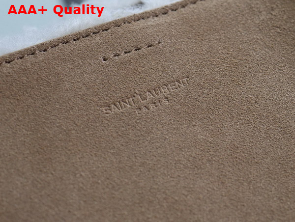 Saint Laurent Shopping Tote in Beige Suede and Shearling Replica