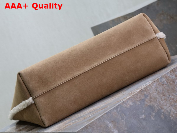 Saint Laurent Shopping Tote in Beige Suede and Shearling Replica