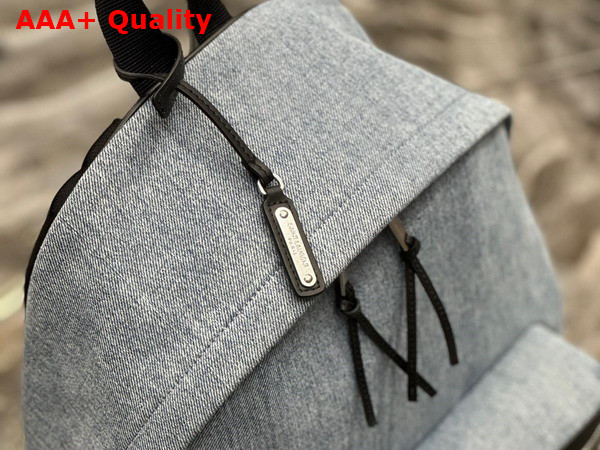Saint Laurent Small City Backpack in Light Blue Denim and Black Leather Replica