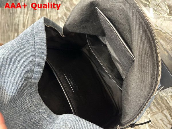 Saint Laurent Small City Backpack in Light Blue Denim and Black Leather Replica