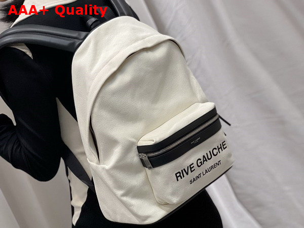 Saint Laurent Small City Backpack in White Cotton Canvas Replica
