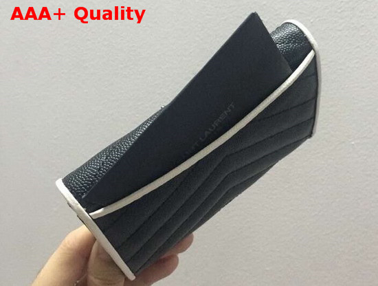 Saint Laurent Small Envelope Wallet in Grain De Poudre Embossed Leather Black and White Replica