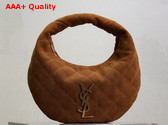 Saint Laurent Small Icare Hobo in Quilted Suede Golden Leaf Replica