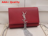Saint Laurent Small Kate Bag with Tassel Rose Red Grain Leather Replica
