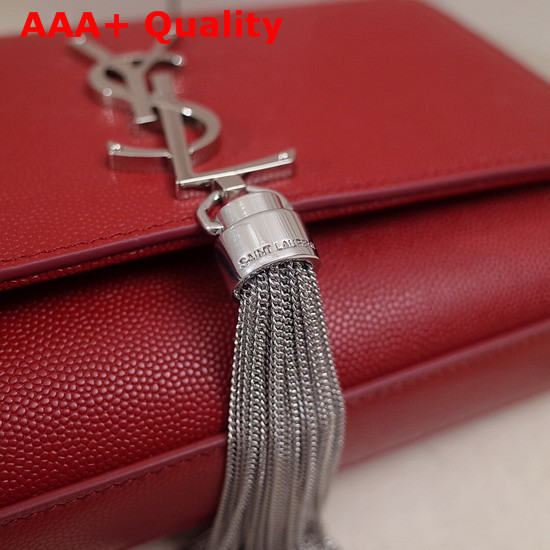 Saint Laurent Small Kate Bag with Tassel Rose Red Grain Leather Replica