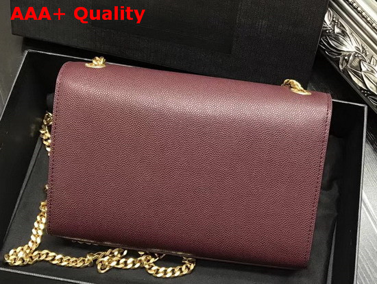 Saint Laurent Small Kate Chain Bag in Burgundy Grain De Poudre Textured Leather Replica