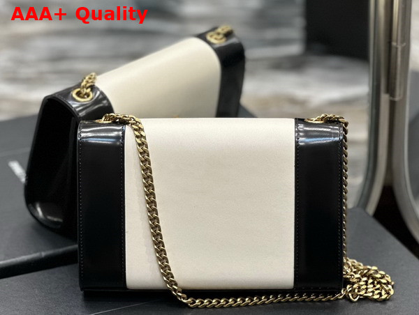 Saint Laurent Small Kate in Smooth and Shiny Leather Off White and Black Replica