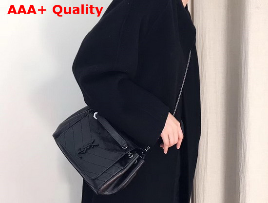 Saint Laurent Small Nolita Bag in Black Vintage Leather Replica