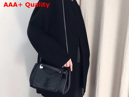 Saint Laurent Small Nolita Bag in Black Vintage Leather Replica