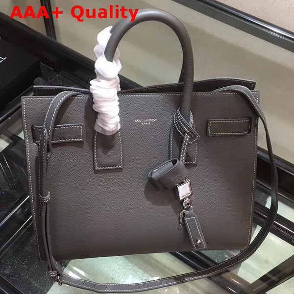 Saint Laurent Small Sac De Jour Souple Bag in Grey Grained Leather Replica