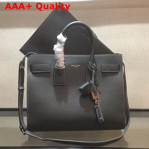 Saint Laurent Small Sac De Jour Souple Bag in Grey Grained Leather Replica