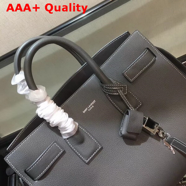 Saint Laurent Small Sac De Jour Souple Bag in Grey Grained Leather Replica