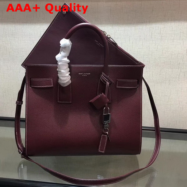 Saint Laurent Small Sac De Jour Souple Bag in Oxblood Grained Leather Replica