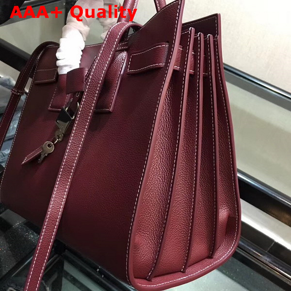 Saint Laurent Small Sac De Jour Souple Bag in Oxblood Grained Leather Replica