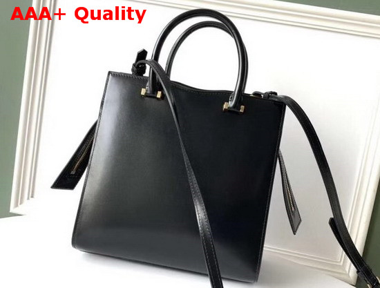 Saint Laurent Small Uptown Tote in Black Shiny Smooth Leather Replica