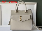 Saint Laurent Small Uptown Tote in Blanc Vintage Shiny Smooth Leather Replica