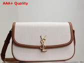 Saint Laurent Solferino Large in Canvas and Smooth Leather Natural Beige Replica