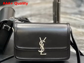 Saint Laurent Solferino Medium Satchel in Black Box Saint Laurent Leather with Silver Hardware Replica