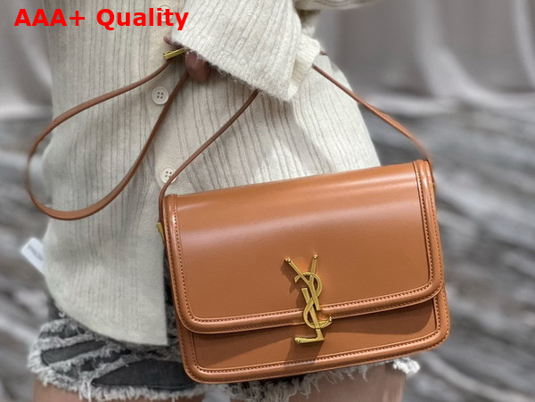 Saint Laurent Solferino Medium Satchel in Box Saint Laurent Leather Dark Honey Replica