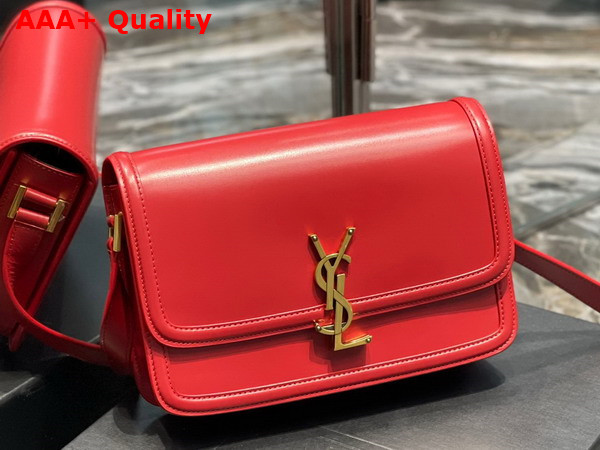 Saint Laurent Solferino Medium Satchel in Box Saint Laurent Leather Eros Red Replica