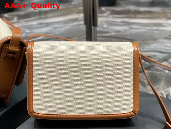 Saint Laurent Solferino Medium Satchel in Canvas and Smooth Leather Natural and Tan Replica