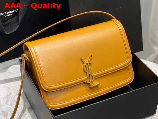 Saint Laurent Solferino Medium Satchel in Dark Sun Box Saint Laurent Leather Replica