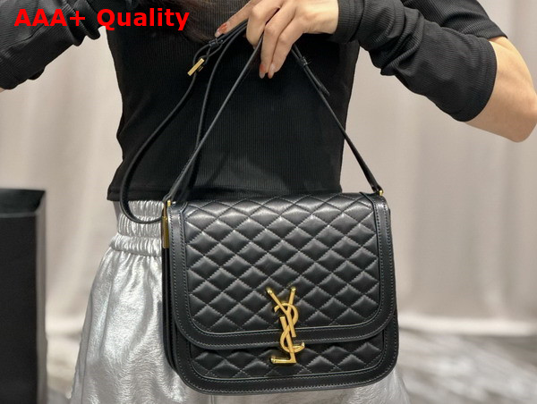 Saint Laurent Solferino Medium Supple Satchel in Black Quilted Lambskin Replica