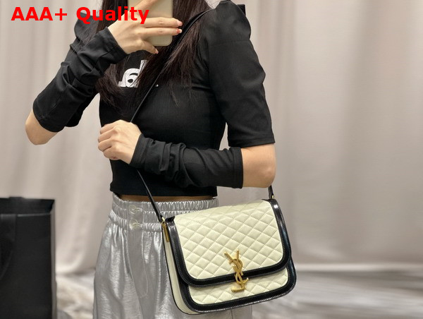 Saint Laurent Solferino Medium Supple Satchel in Off White and Black Quilted Lambskin Replica