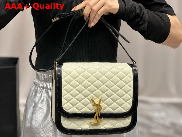 Saint Laurent Solferino Medium Supple Satchel in Off White and Black Quilted Lambskin Replica