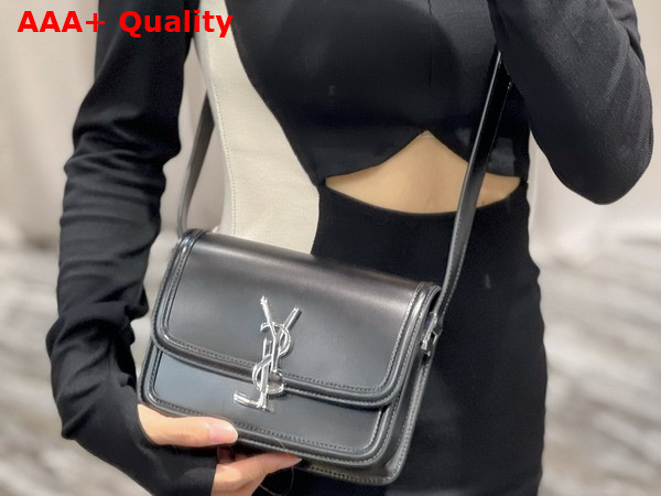 Saint Laurent Solferino Small Satchel in Black Box Saint Laurent Leather with Silver Hardware Replica