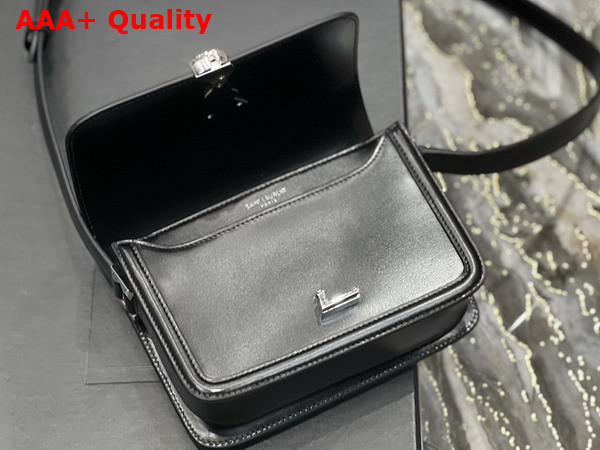 Saint Laurent Solferino Small Satchel in Black Box Saint Laurent Leather with Silver Hardware Replica