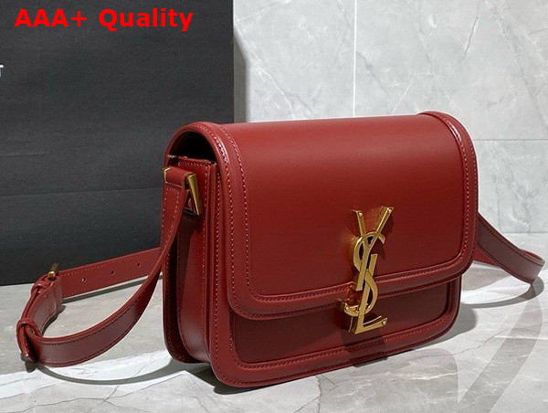 Saint Laurent Solferino Small Satchel in Dark Red Box Saint Laurent Leather Replica