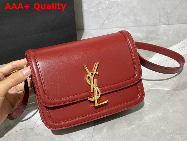 Saint Laurent Solferino Small Satchel in Dark Red Box Saint Laurent Leather Replica