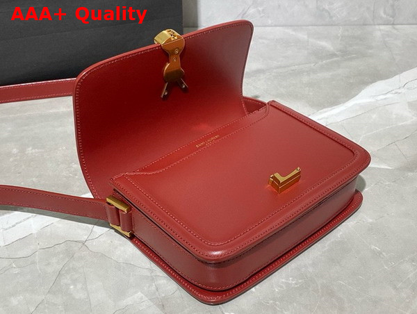 Saint Laurent Solferino Small Satchel in Dark Red Box Saint Laurent Leather Replica