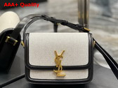 Saint Laurent Solferino Small Satchel in Natural Canvas and Black Leather Trim Replica