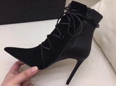 Saint Laurent Suede Ankle Boot in Black For Sale