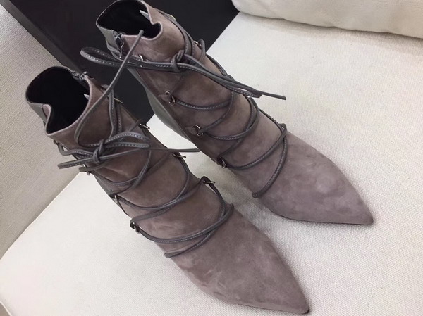 Saint Laurent Suede Ankle Boot in Nude For Sale