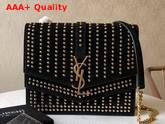 Saint Laurent Sulpice Medium in Suede All Over Studs Black Replica