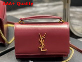 Saint Laurent Sunset Chain Wallet in Dark Red Smooth Leather Replica