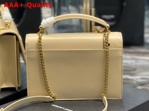 Saint Laurent Sunset Medium Top Handle in Beige Smooth Leather Replica