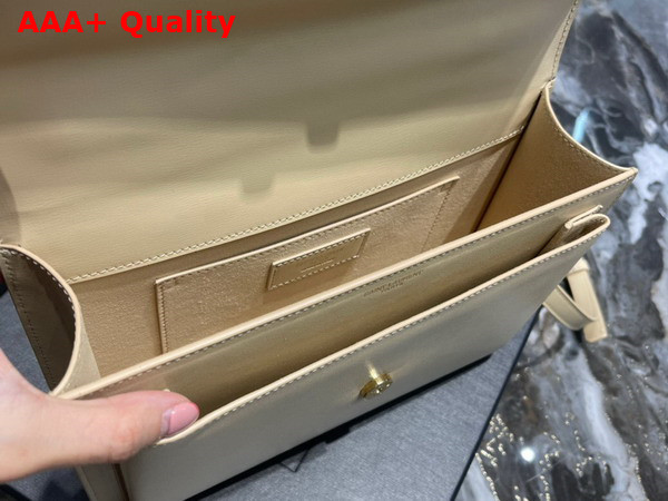 Saint Laurent Sunset Medium Top Handle in Beige Smooth Leather Replica