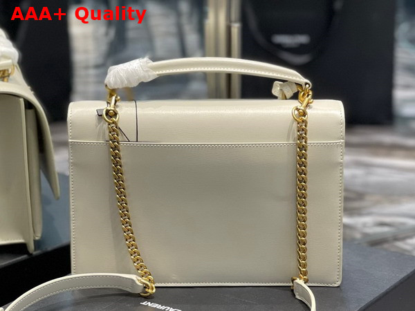 Saint Laurent Sunset Medium Top Handle in Smooth Leather Blanc Vintage Replica