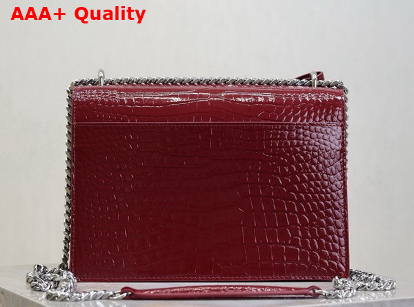 Saint Laurent Sunset Medium in Burgundy Crocodile Embossed Leather Replica