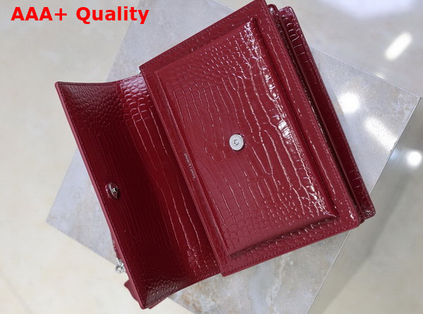 Saint Laurent Sunset Medium in Burgundy Crocodile Embossed Leather Replica