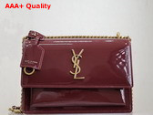 Saint Laurent Sunset Medium in Patent Leather Dark Red Wine Replica