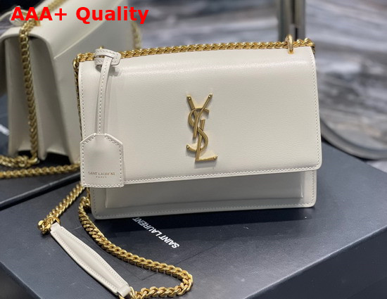 Saint Laurent Sunset Medium in Smooth Leather Blanc Vintage Replica