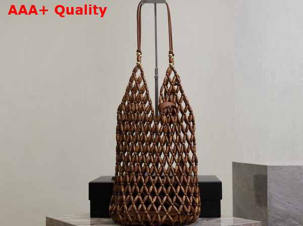 Saint Laurent Supple Bucket in Wood Beads Light Wood Replica