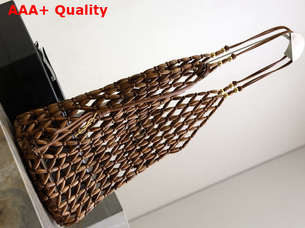 Saint Laurent Supple Bucket in Wood Beads Light Wood Replica